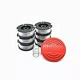 WETOOLPLUS 0,2 cm x 9,1 m, Ersatzspule Fadenspule AFS für Black Decker Rasentrimmer, Rasenkanten/Rasenmäher, kompatibel mit AF-100, 6 Spulen und 1 Abdeckkappe