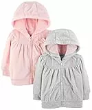 Simple Joys by Carter's Baby-Mädchen 2-Pack Fleece Full Zip Hoodies Products, Hellgrau/Rosa, 6-9 Monate (2er Pack)