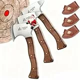 Freelander Beil Axt Set 3-teilig, 20CM Camping Beil Kleine Leichte, Full Tang Handbeil mit Scheide, Mini Wikinger Axt Klein Outdoor für Bushcraft