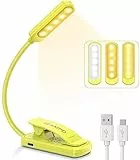 TEAMPD Leselampe Buch Klemme, Buchlampe mit 10 LEDs, 3 Farbtemperatur Modi, Stufenlose Helligkeit Augenschutz Klemmlampe, USB Wiederaufladbare Klemmleuchte,360° Flexibel für Nachtlesen ins Bett,Jaune