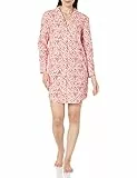 Amazon Essentials Damen Nachthemd aus gewebtem Flanell mit eingekerbtem Kragen (in Übergröße erhältlich), Weiß Wald, 7XL Große Größen