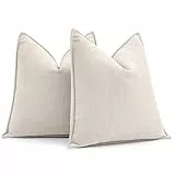 MIULEE 2er Kissenbezug 40x40 Creme Chenille Kissenbezüge Kissenhülle Sofakissen dekokissen zierkissen Elegantes Design für Couch Sofa Wohnzimmer