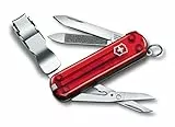Victorinox Schweizer Taschenmesser, Nail Clip 580, Multitool, Maniküre, Pediküre, 8 Funktionen, Kleine Klinge, Nagelfeile, Rot Transp.