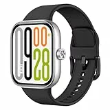 MoKo Sport Armband Kompatibel mit Redmi Watch 6/5/4/Xiaomi Smart Band 9 Pro/8 Pro, Weiches Silikon Uhrenarmband Ersatzarmband für Damen Herren, Schwarz