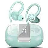 VKROBAG Wireless Earbuds Bluetooth Ohrhörer mit Sport Wireless Ohrhörer mit Ohrhaken, LED Display Ear Buds Hellblau