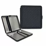 Zigarettenetui | Carbon Design | Farbe: Schwarz | Coumo | Premium Flat | Black Edge Dekor | Metall | 20 Zigaretten