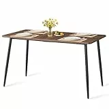 VASAGLE Esstisch für 4-6 Personen, Esszimmertisch, Küchentisch im Landhausstil, hitzebeständige Tischplatte, schneller Aufbau, 75 x 140 x 75 cm, naturwalnussfarben-tintenschwarz KDT100KE02