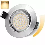 GeyouLux LED Einbaustrahler 230V Dimmbar 68mm 6W IP44 LED Spots 45° Schwenkbar 3000K Warmweiß Deckenspots für Badezimmer Küche Wohnzimmer Einbauspots Flach Einbauleuchten Nickel 1er set