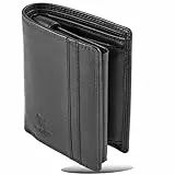 MATADOR Geldbörse Herren Geldbeutel Leder mit RFID Schutz, Briefttasche Portmonee Herren Portemonnaie, RFID Geldbörse Geldtasche Nappa Schwarz