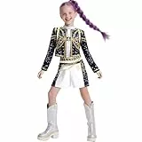 BOSSETY K pop Demon Kostüm Kinder, Rumi Mira Zoey K Pop Cosplay Rollenspiel Uniform Komplettes Set Halloween Party Karneval Outfits für Mädchen (A01-Schwarz, 140)