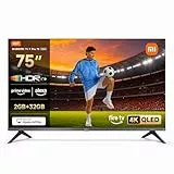 Xiaomi TV F Pro 75(190 cm), 4K UHD QLED, Smart TV, Fire OS8, Triple Tuner DVB-C/S/S2/T/T2,HDR10+, 60Hz mit 120Hz Game Boost Mode,MEMC,Sprachsteuerung mit Alexa,2GB+32GB,Kompatibel mit Apple AirPlay