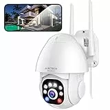 AUKTECH Überwachungskamera Aussen - 2K FHD 1296P WLAN Kamera Überwachung Outdoor, Nachtsichtfarbe, Bewegungsmelder mit Alarm, Zwei-Wege-Audio, PTZ 355°/90°, IP66 Wasserdicht