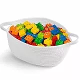 Aufbewahrungskorb, 30x20x12.5cm Rundes Geschenkkorb Baby,Körbe Aufbewahrung,Weißer Aufbewahrungskorb,Geflochten Korb,aufbewahrungskorbs Kinder,für Baby-Spielzeug,Dekorativer Organizer für Kinderzimmer