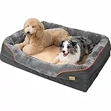 BingoPaw Orthopädisches Hundebett für Hunde: Hundebett XXL Hundesofa mit 10cm dickem Schwamm Hundekissen und abnehmbarem waschbarem Bezug - Haustierbett groß rutschfest Grau 120 x 90 cm