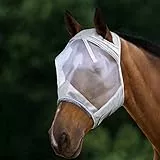 Harrison Howard CareMaster Dicke Fleece Polsterung Transparent Fine Mesh Pferde Fliegenmaske UV-Schutz Standard Silber Pony (S)
