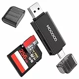 MOGOOD USB 3.0 SD Kartenleser, Dual Stecker USB/USB C Kartenlesegerät Highspeed OTG Adapter, für SD/MMC/Micro SD/TF/SDXC/SDHC/Micro SDHC/Micro SDXC, Kompatibel mit iPhone 16 MacBookPro,iPad Pro