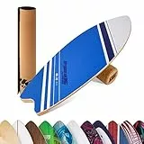 BoarderKING Indoorboard Wave - Balance Board für Indoor-Surfen und Skaten, Gleichgewichtsboard für NeuroMuscular Response Training, inkl. Schutzmatte, Linien