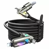 LISEN USB C auf Lightning Kabel, 240W 4 in 1 Ladekabel, 3 m, Chubby USB A/C auf C/Lightning mit Licht für iPhone 16e 16 15 14 Pro/MacBook/iPad/Samsung S25/Switch, Multi-Ladegerät für alle Geräte