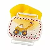 SIGIKID 25267 Brotzeitdose Bodo Bagger, BPA-frei, sicher, leicht, mit Bügelverschluss, Lunchbox mit Einsatz - für Brotzeit, Frühstück, Kindergarten, für Kinder ab 2 Jahren, Gelb/ Bodo Bagger 17x11x7cm