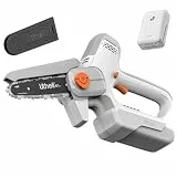 Litheli Mini Kettensäge mit Akku 20V, 15 CM Einhand Kettensäge mit 10.000 mAh Akku, Einstellbare Kettenspannung, Sicherheitsverriegelung, Kleine Akku Kettensäge für Gartenscheren Holzschneidenz