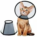 Vivifying Halskrause Katze, 18,2-22,8cm Leichter Kunststoff Elisabethanischer Kragen für Katzen, Kleine Hunde und Kaninchen (Schwarz-M)