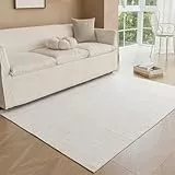 Obundi Teppich Wohnzimmer, 80x150cm, Creme Waschbarer Teppich Küche, Schlafzimmer Teppiche Waschbar, Rutschfester Weicher Modern Rechteckiger Chenille Carpet für Balkon, Kinderzimmer, Esszimmer