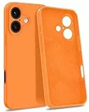 MyGadget Hülle kompatibel mit iPhone 16 - [ 4-Layer-Struktur Schutzhülle ] - Gummierte Handyhülle mit Soft Inlay & Hardcase Cover außen - Orange