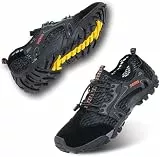 VTASQ Herren Wanderschuhe Sportsandale Outdoor Sommer Hiking Sandale Atmung Mesh Trekkingschuhe Leichte Barfußschuhe Anti-Rutsch Atmungsaktiv Schnell Trocknend Schwarz 43 EU