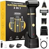 Intimrasierer Mann,3in1 Rasierer Herren Elektrisch/Nasenhaartrimmer, IPX7 Nass-Trockenrasierer 120 Min. Laufzeit,Rasierer Herren Intimbereich für Achselhöhle Beine Brust Leiste Nase,USB Ladestation