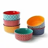 DOWAN Creme Brulee Schälchen 6er Set, 120 ml Porzellan Souffle Förmchen Backofenfest, Kleine Auflaufform, Ragout Fin Schalen, Mikrowellen-, Airfryer- und Spülmaschinenfest, Ø 9 cm Mehrfarbig