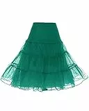 DRESSTELLS Petticoat Unterrock Damen Reifrock Dirndl Petticoats Dunkelgrün 1950er Rockabilly Kleider Pettycode Unterrock Kurz Tüllrock Meerjungfrau Kostüm Dark Green XL