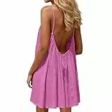Awrvia Rückenfreies Kleid Damen Ärmellos Spaghettiträger Sommerkleid Elegante Rundhals Strandkleid Casual Locker Minikleid Leichte Luftig Freizeitkleid Mode Trägerkleid Knielang Midikleid
