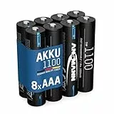 ANSMANN Akku Micro AAA 1050 mAh 1,2V NI-MH, 8 Stück, wiederaufladbar, ideal für Kamerablitz, ferngesteuerte Autos, Kameras, Radio, hohe Kapazität