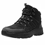 Littleplum Wanderschuhe Herren Trekkingschuhe Wanderstiefel Wasserdicht Herren Winterschuhe Warm Gefüttert High Rise Outdoor Sportschuhe(B Alle Schwarz,41EU)