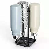 Josmimic Flaschenhalter für SodaStream – 4er Abtropfhalter aus Metall mit Abtropfwanne, Abtropfständer für SodaStream Crystal & Emil Flaschen, Schwarz