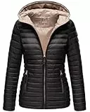 MARIKOO Damen Steppjacke Übergangsjacke gesteppte Jacke mit Kapuze Frühjahr Stepp B857 [B857-Asr-Schwarz-Gr.XXL]