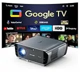 4K Smart Beamer mit Google TV – 2550 ANSI Lumen Tageslicht-Projektor, 70W Dolby Audio, ToF Autofokus, WiFi 6, HDMI ARC,MEMC,Ultra HD – Heimkino & Gaming Beamer für Outdoor