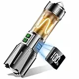 Relybo Taschenlampe Led Aufladbar, Led Taschenlampe Extrem Hell, 2 Schalter, 10 Modus, LCD-Bildschirm, mit stroboskop, für Notfälle Camping