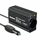 400W Auto Spannungswandler Wechselrichter DC 12V to AC 230V mit 2 Steckdosen und PD65W USB-C,USB Ports Schnelles Aufladen KFZ Ladegerät mit Zigarettenanzünderstecker für Geschaeftsfahrten und Urlaub