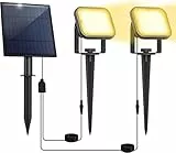 NATPOW Solar Gartenstrahler für Außen, 2-in-1 Solarstrahler,IP65 Wasserdicht,Auto-ON/OFF Solarlampen für Außen Garten Bäume, Hof, Gartenweg (3000K)