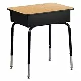Flash Furniture FD-Desk-GG Schreibtisch mit offenem Buchkasten aus Metall vorne