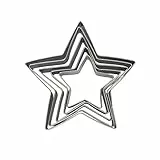 Zenker 44813 5er Set Ausstecher Stern, 5er Set Teigausstecher in Sternform, Ausstecher Stern, Edelstahl, Silber, 6-12 x 2,5 cm