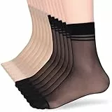 Telooco 12 Paar Nylon Socken Durchsichtige Socken Dünn Nylonstrümpfe Damen