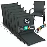 LILENO HOME Gartenstuhl Auflagen [6er Set - Niedriglehner] in Anthrazit - Bequeme Liegen als Sitzauflagen für Gartenmöbel - Stuhlkissen für Gartenstühle und Klappstühle MIA