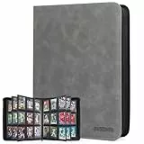JoyHood Top Loader Binder - 9 Taschen Sammelkarten Album - Halten 252 Top Loaders, Top Loader Album für Sammelkarte und Sportkarten（Grey, 9 Taschen）
