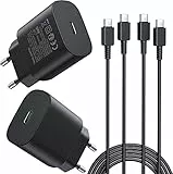 2er-Pack 25W Ladegerät USB C, Schnellladegerät PD 3.0 Ladestecker mit Schnellladekabel 1.8m Netzteil für Samsung Galaxy S24/S23/S22/S21 Ultra/S21+/S20/Note20/S10/S9, iPhone 17 Pro Max Handy Ladegeräte