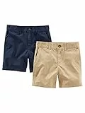 Simple Joys by Carter's Baby-Jungen Flat Front, Pack of 2 Shorts, Helles Khakibraun/Marineblau, 5 Jahre (2er Pack)