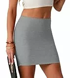 IWOLLENCE Rock Damen Kurz Sexy mit Elastischer Taille Stretch Minirock Damen Elegant Bleistiftrock Strickrock Sommer für Business Festival und Party (Grau, M)