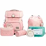 SCHOOL-MOOD Champion Pro Rainbow Schulranzenset 7-teilig 21,5L Stauraum, ergonomisches Easy Fit System für 1 m bis 1,50 m Körpergröße, standfest, wasserabweisender Stoff mit Reflektoren
