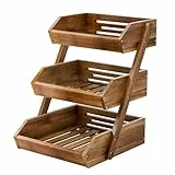 G.a HOMEFAVOR Obst Etagere 3 Stöckige Obstschale Akazienholz Etagen Obstkorb Gemüsekorb Obst Gemüse Aufbewahrung Obstregal Küche